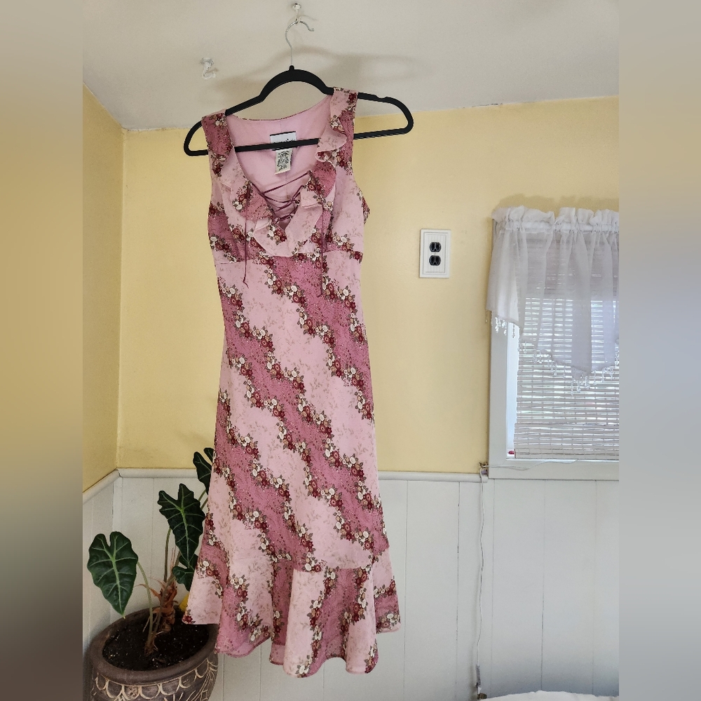 Vintage Floral Pink Dress